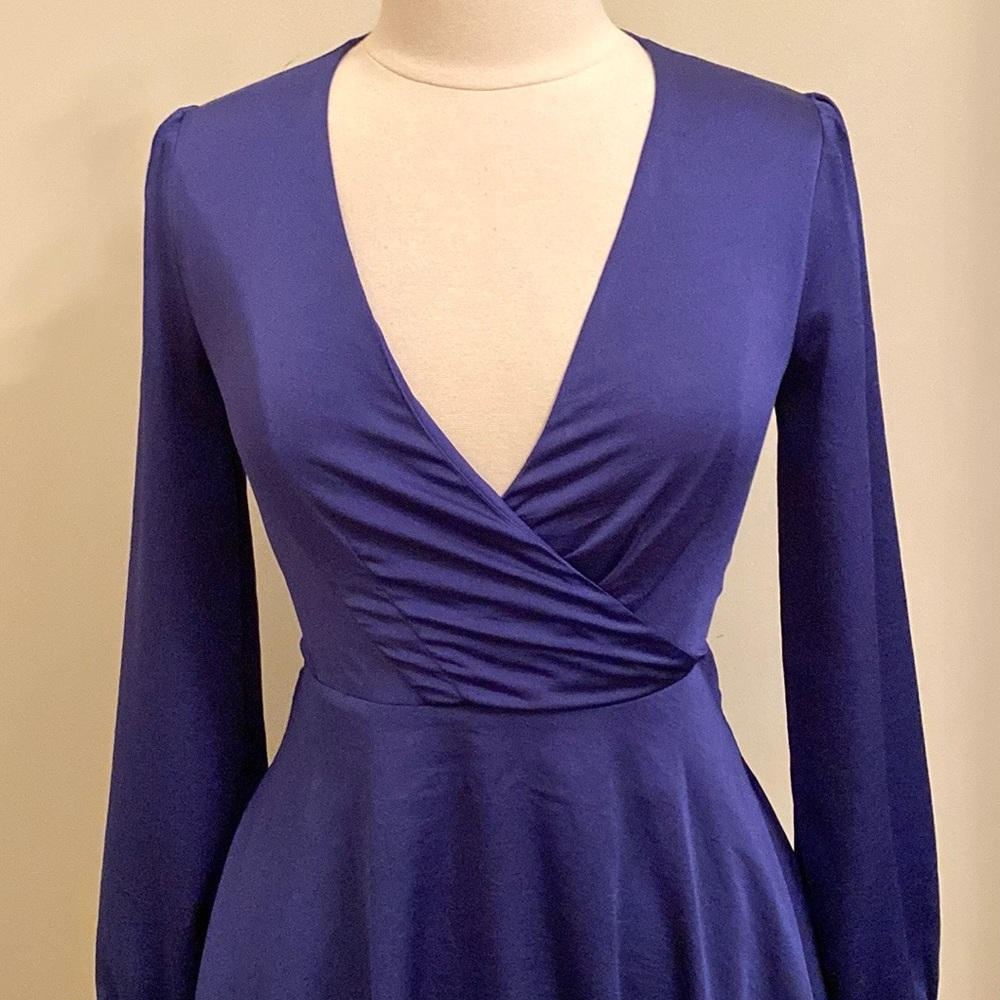 Express Periwinkle Blue SZ XS Romantic Soft Girl Coastal Fit & Flare Mini Dress - Picture 2 of 14